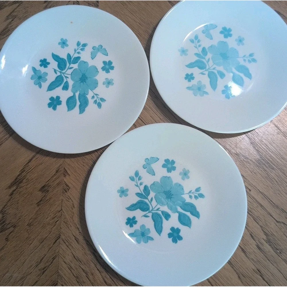 Set of 3 Corelle  Pioneer Woman Dessert Plate Evie Teal Flower Floral 6.75